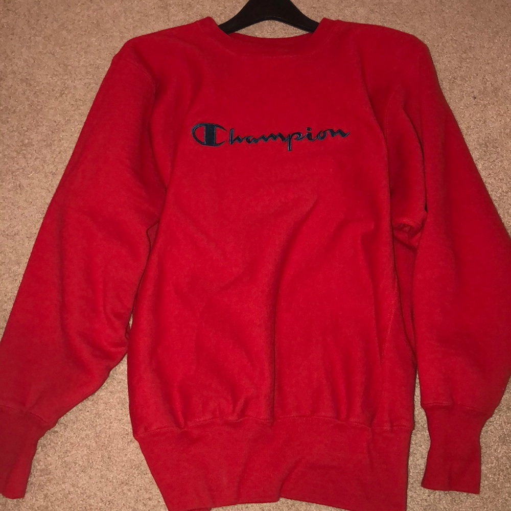 Red champion hoodie